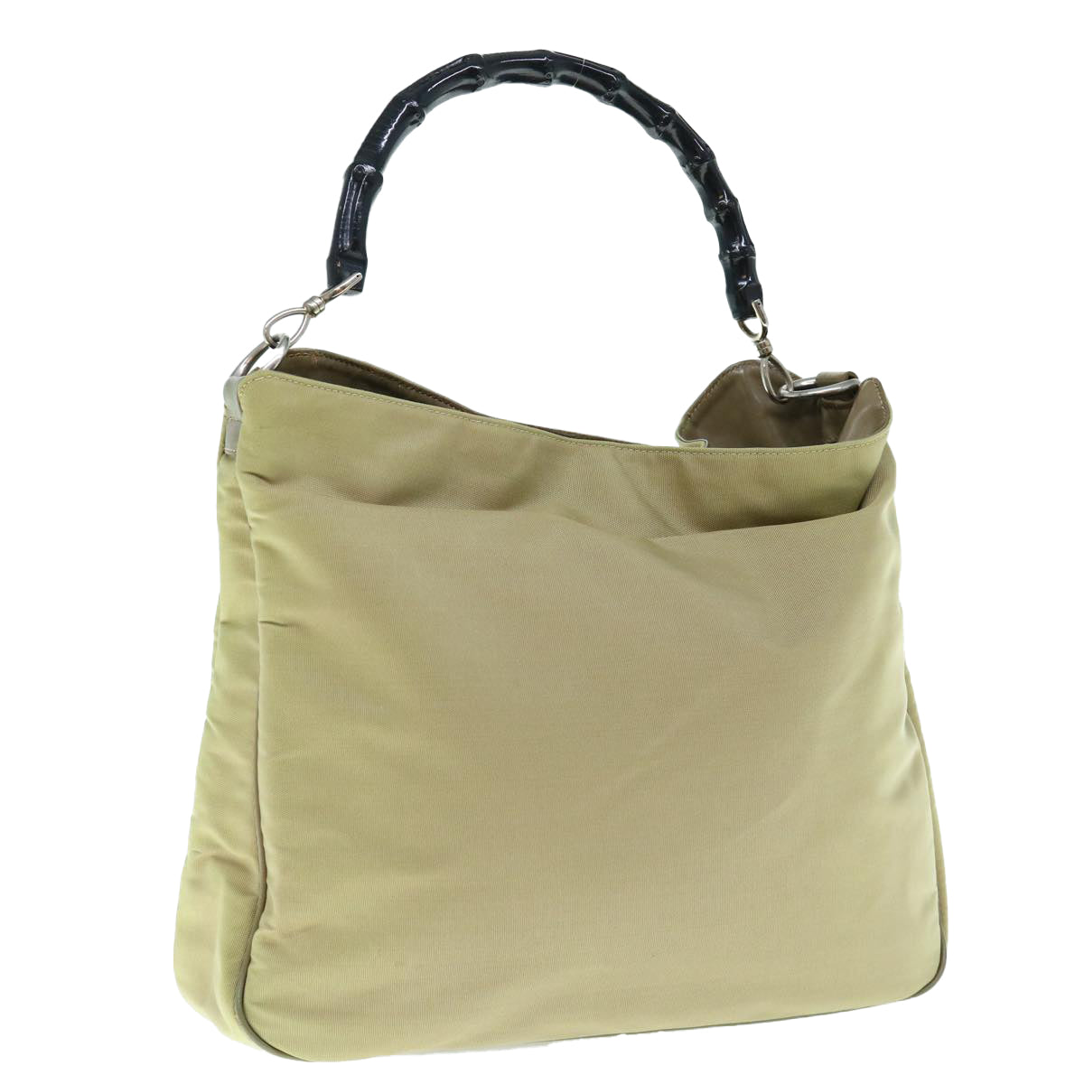 GUCCI Bamboo Hand Bag Nylon Beige 001 1577  bs11539