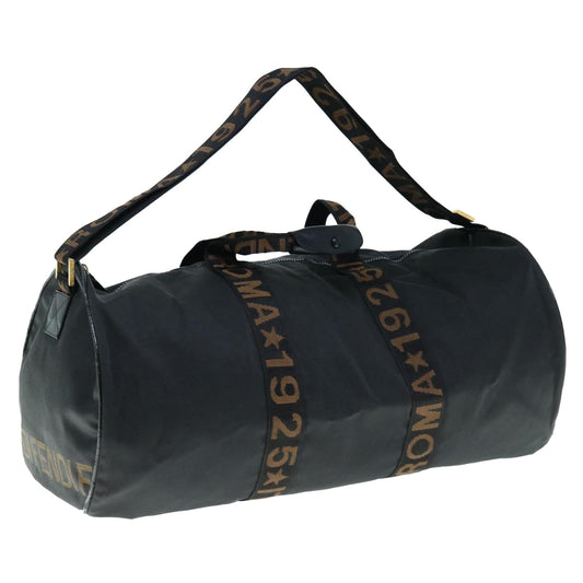 Luxury FendiBoston Bag Nylon 2way Black Brownbs11573