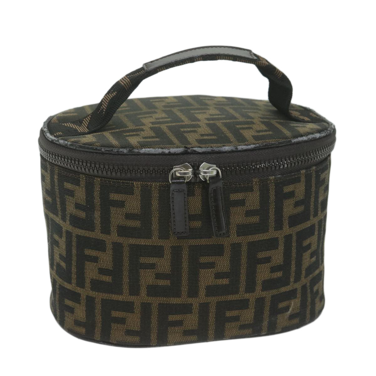 Luxury FendiZucca Canvas Vanity Pouch Brown Blackbs11627