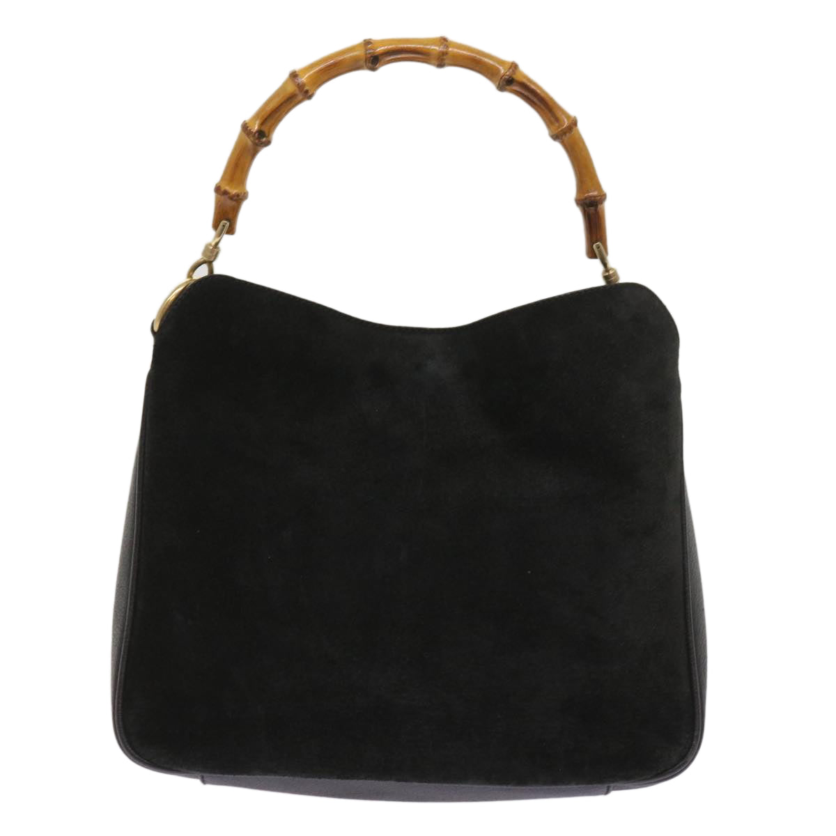 GUCCI Bamboo Hand Bag Suede Black  bs11709