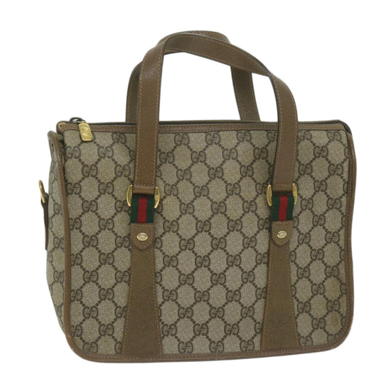 GUCCI GG Supreme Web Sherry Line Hand Bag PVC Beige Red 41 02 039  bs11781