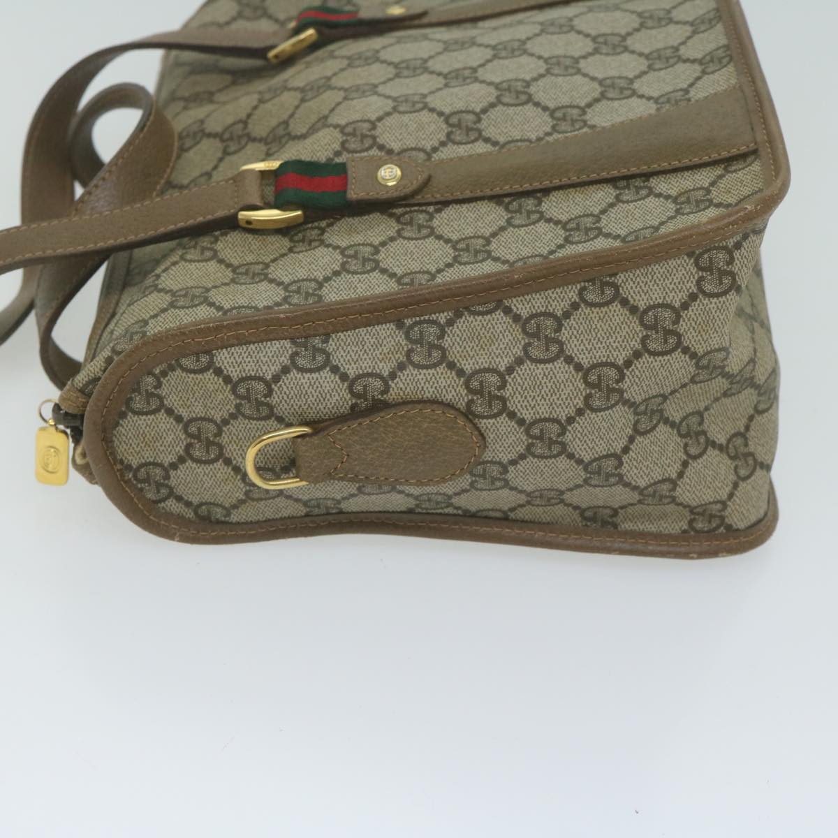 GUCCI GG Supreme Web Sherry Line Hand Bag PVC Beige Red 41 02 039  bs11781