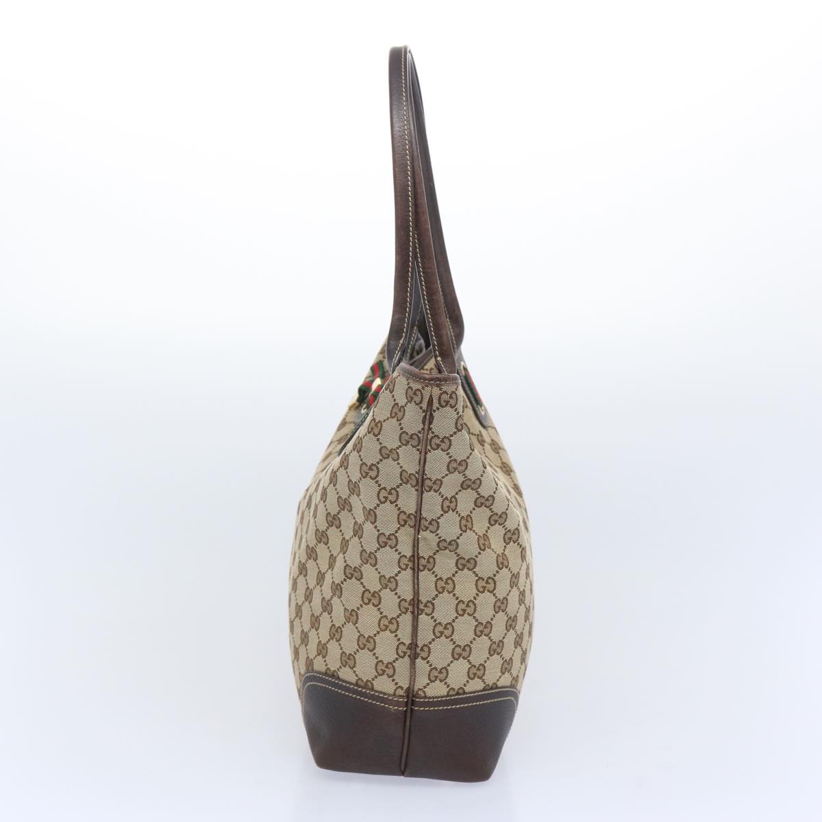 GUCCI GG Canvas Web Sherry Line Tote Bag Beige Red Green  bs11986