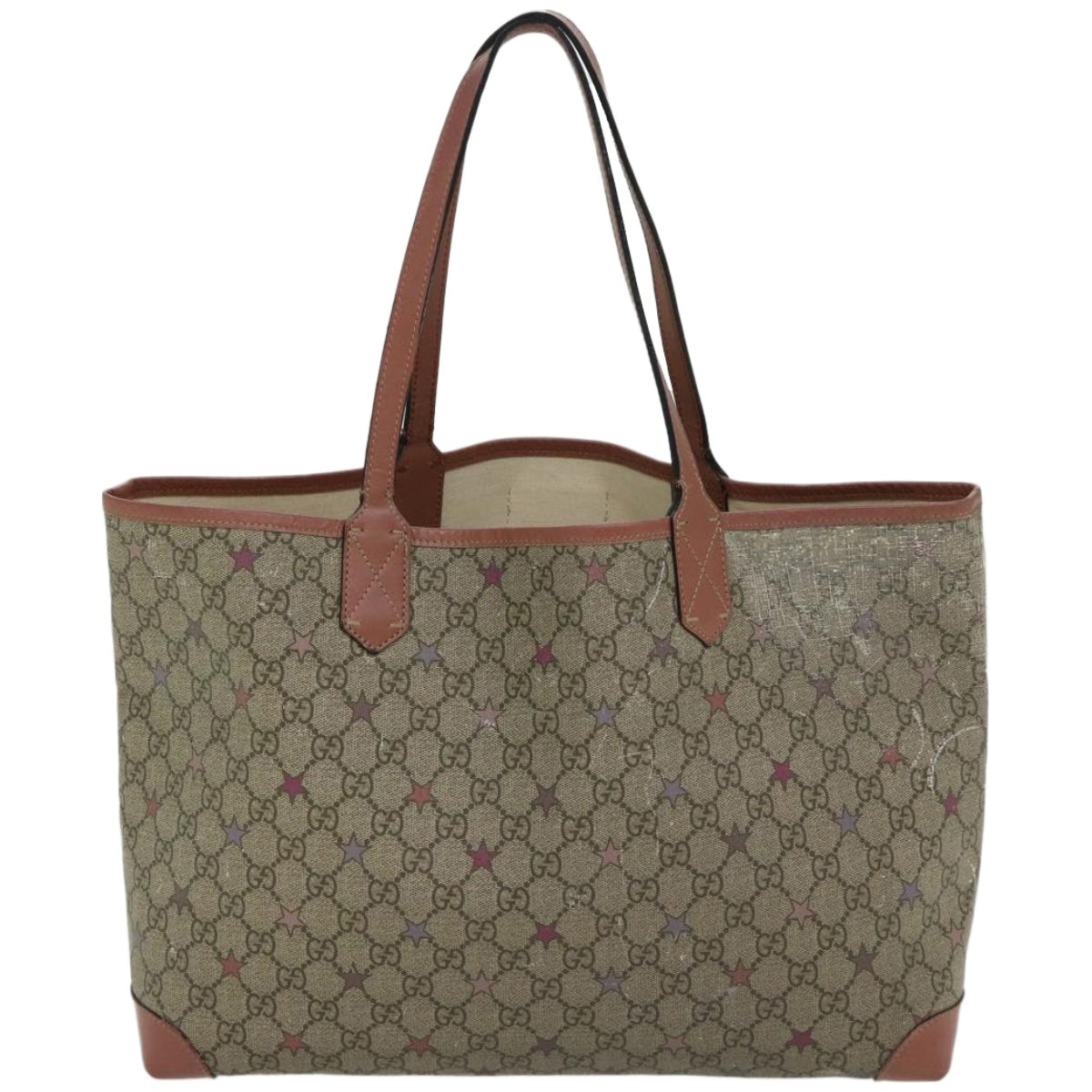 GUCCI GG Supreme Tote Bag PVC Beige 309498  bs12198