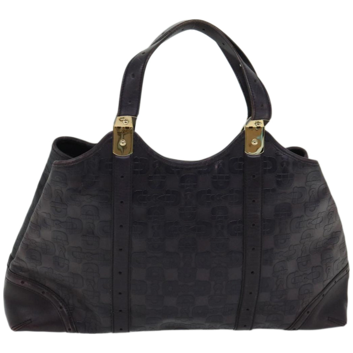 GUCCI Horsebit Hand Bag Leather Purple 145769  bs12223