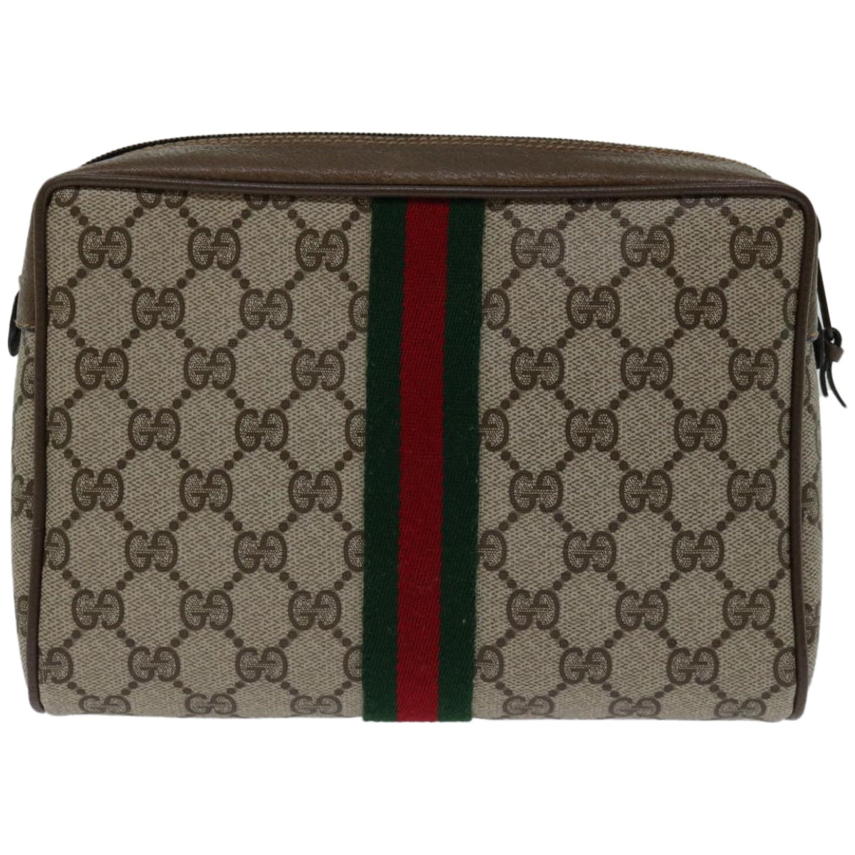 GUCCI GG Supreme Web Sherry Line Clutch Bag PVC Beige 89 01 012  bs12248
