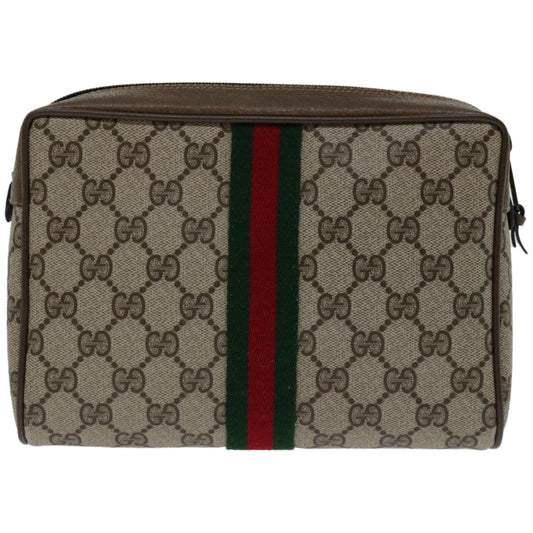 GUCCI GG Supreme Web Sherry Line Clutch Bag PVC Beige 89 01 012  bs12248