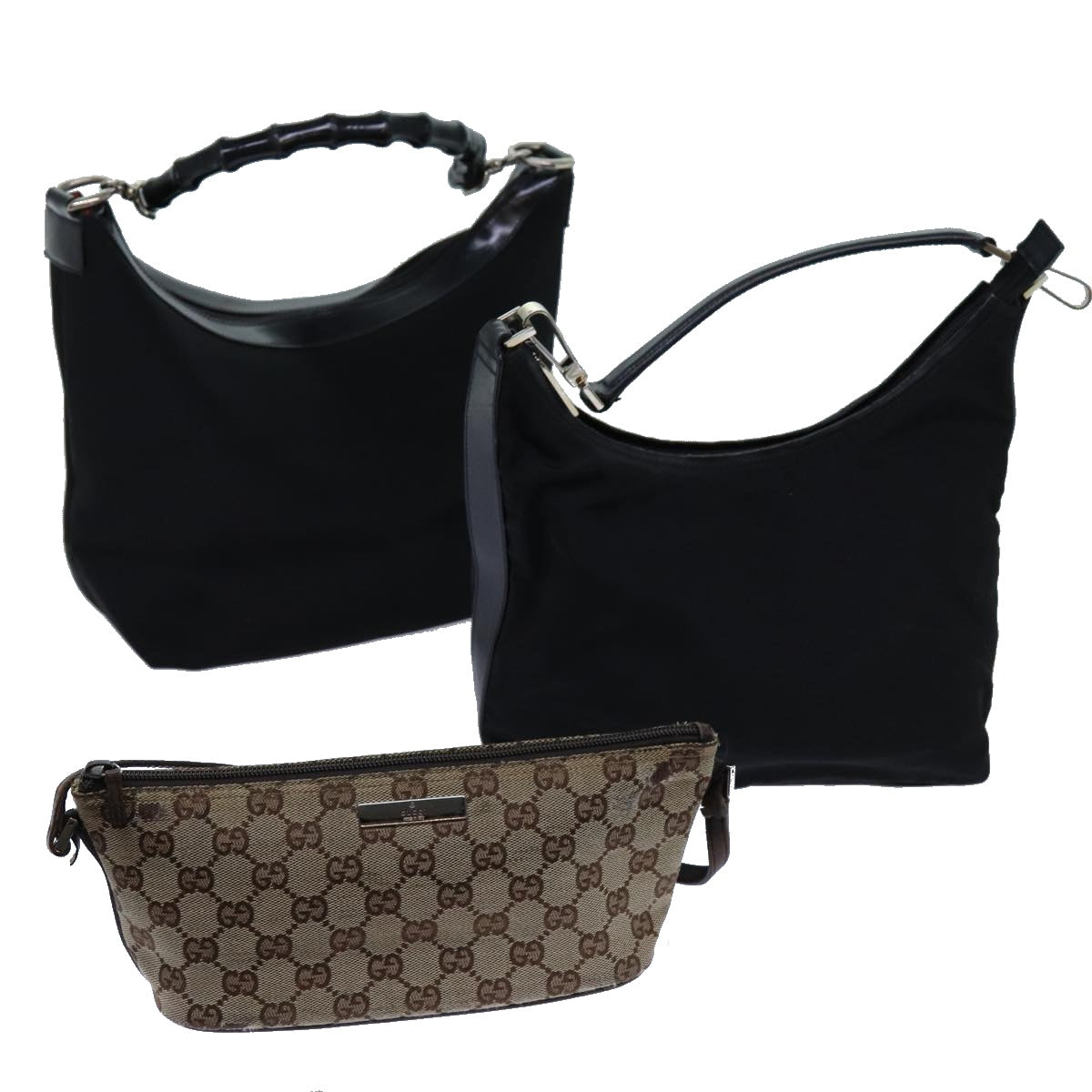 Luxury Gucci Trending 2025 GG Canvas Bamboo Shoulder Bag Canvas 3Set Beige Black  bs12626