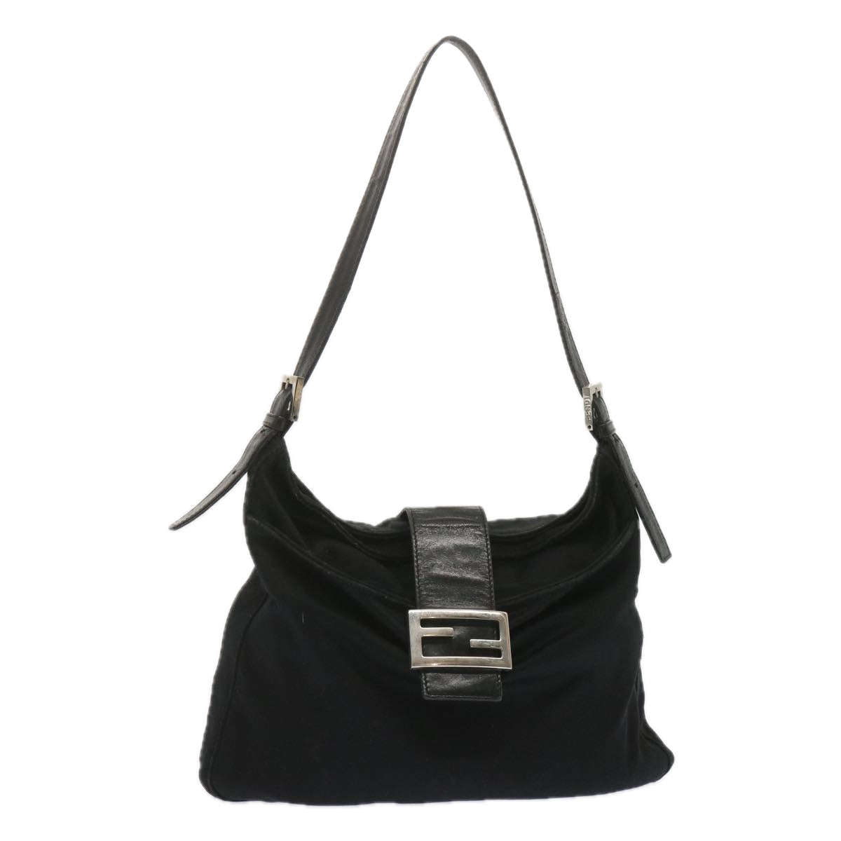 Luxury FendiMamma Baguette Shoulder Bag Nylon Blackbs12642
