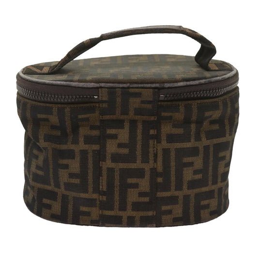 Luxury FendiZucca Canvas Vanity Hand Bag Brown Blackbs12714