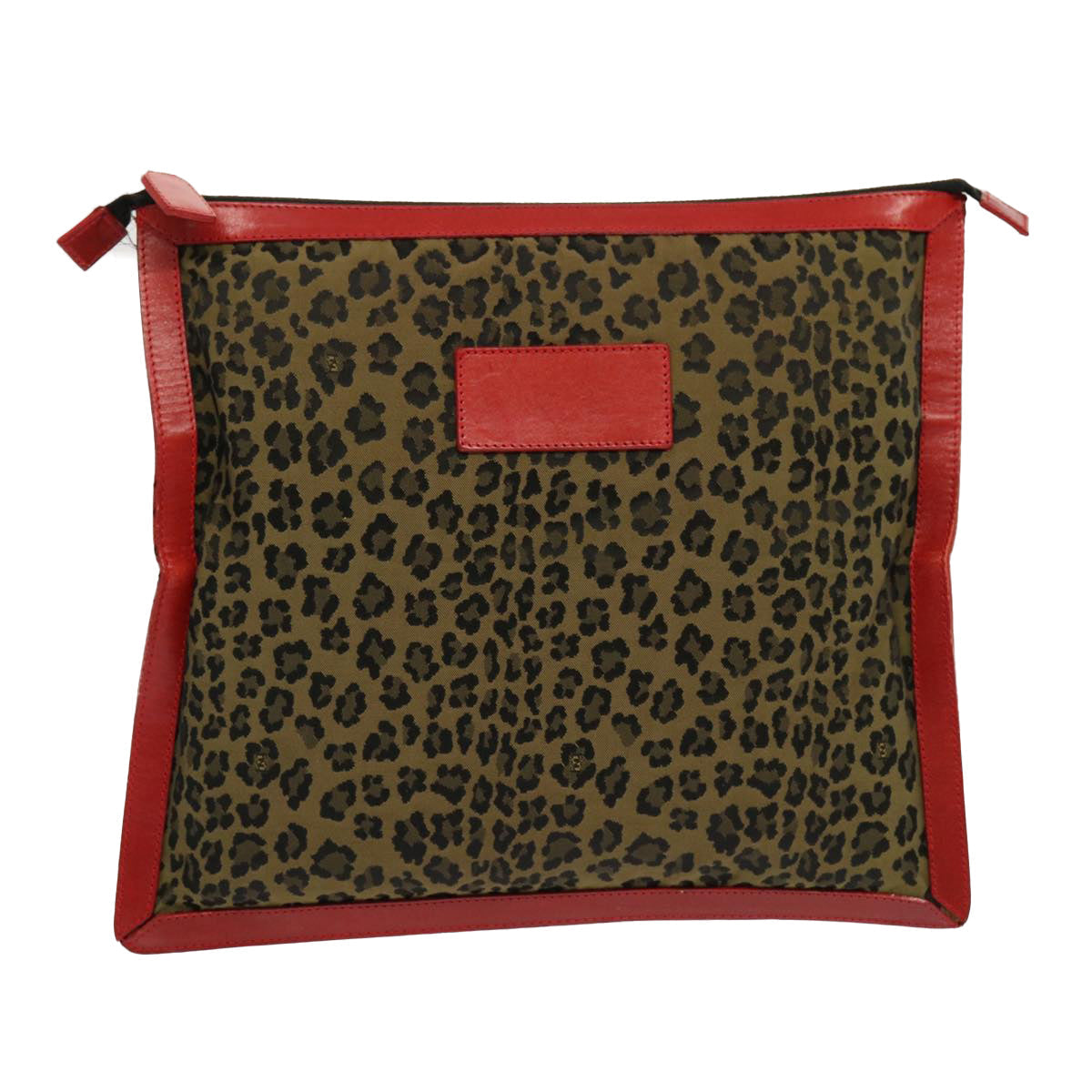 Luxury FendiLeopard Clutch Bag Nylon Leather Red Brownbs13085
