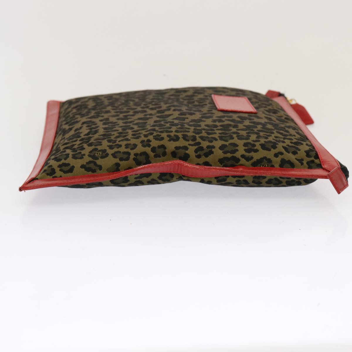 Luxury FendiLeopard Clutch Bag Nylon Leather Red Brownbs13085
