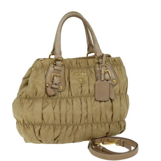 Luxury PradaHand Bag Nylon 2way Beige bs13154