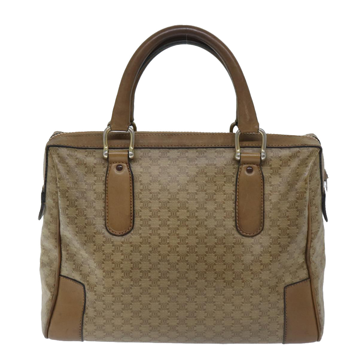 Luxury CELINE Macadam Canvas Boston Bag Beige  13186