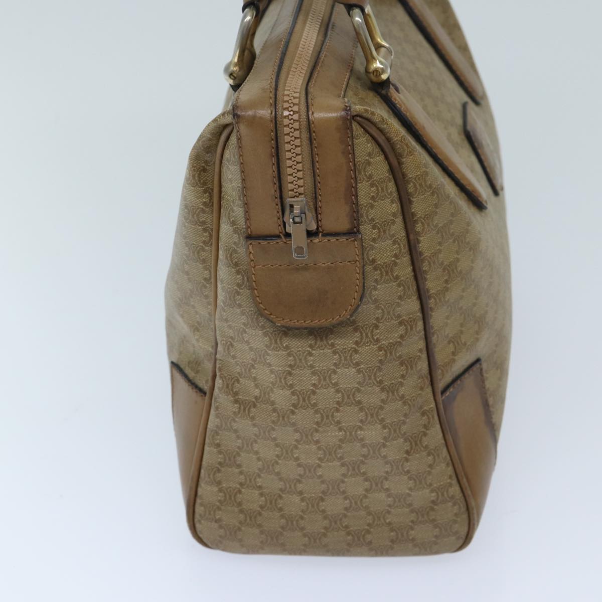 Luxury CELINE Macadam Canvas Boston Bag Beige  13186
