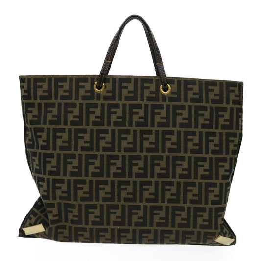 Luxury FendiZucca Canvas Hand Bag Brown Blackbs13299