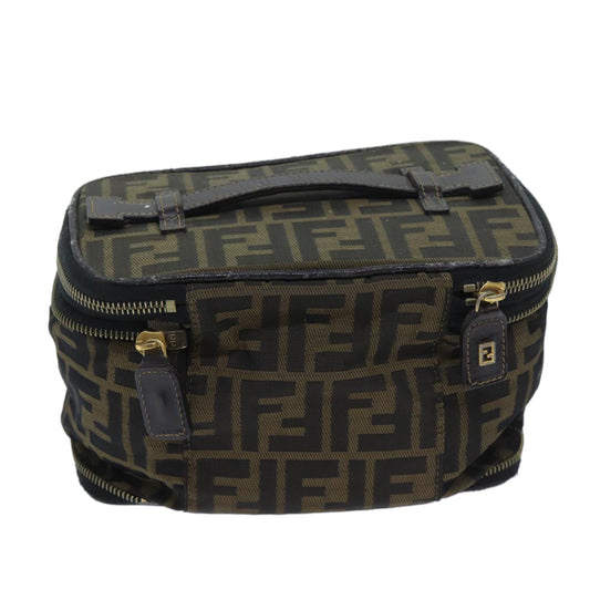 Luxury FendiZucca Canvas Vanity Pouch Brown Blackbs13353
