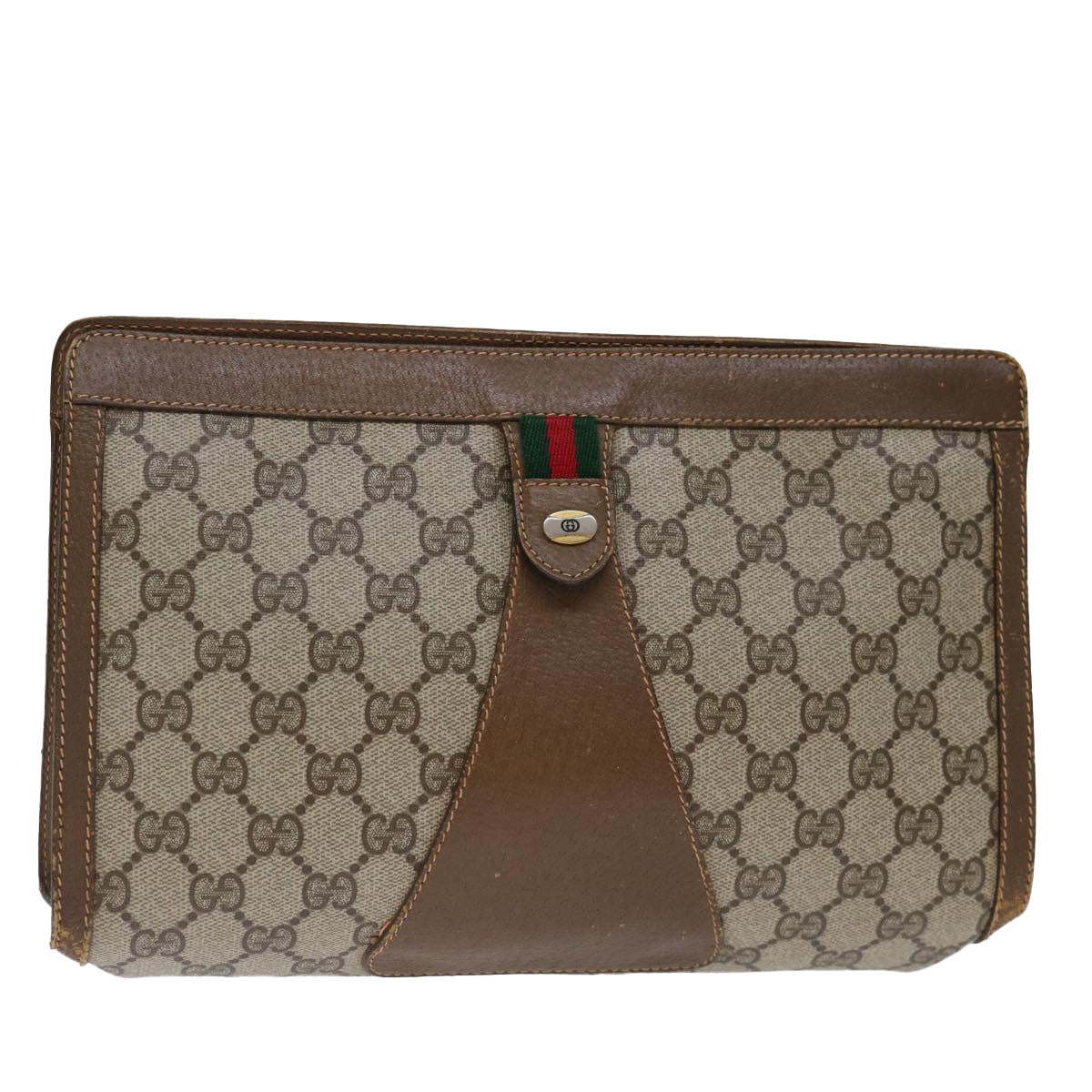 Luxury Gucci Trending 2025 GG Supreme Web Sherry Line Clutch Bag PVC Beige Red 89 01 033  bs13461