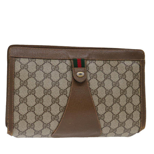 Luxury Gucci Trending 2025 GG Supreme Web Sherry Line Clutch Bag PVC Beige Red 89 01 033  bs13461