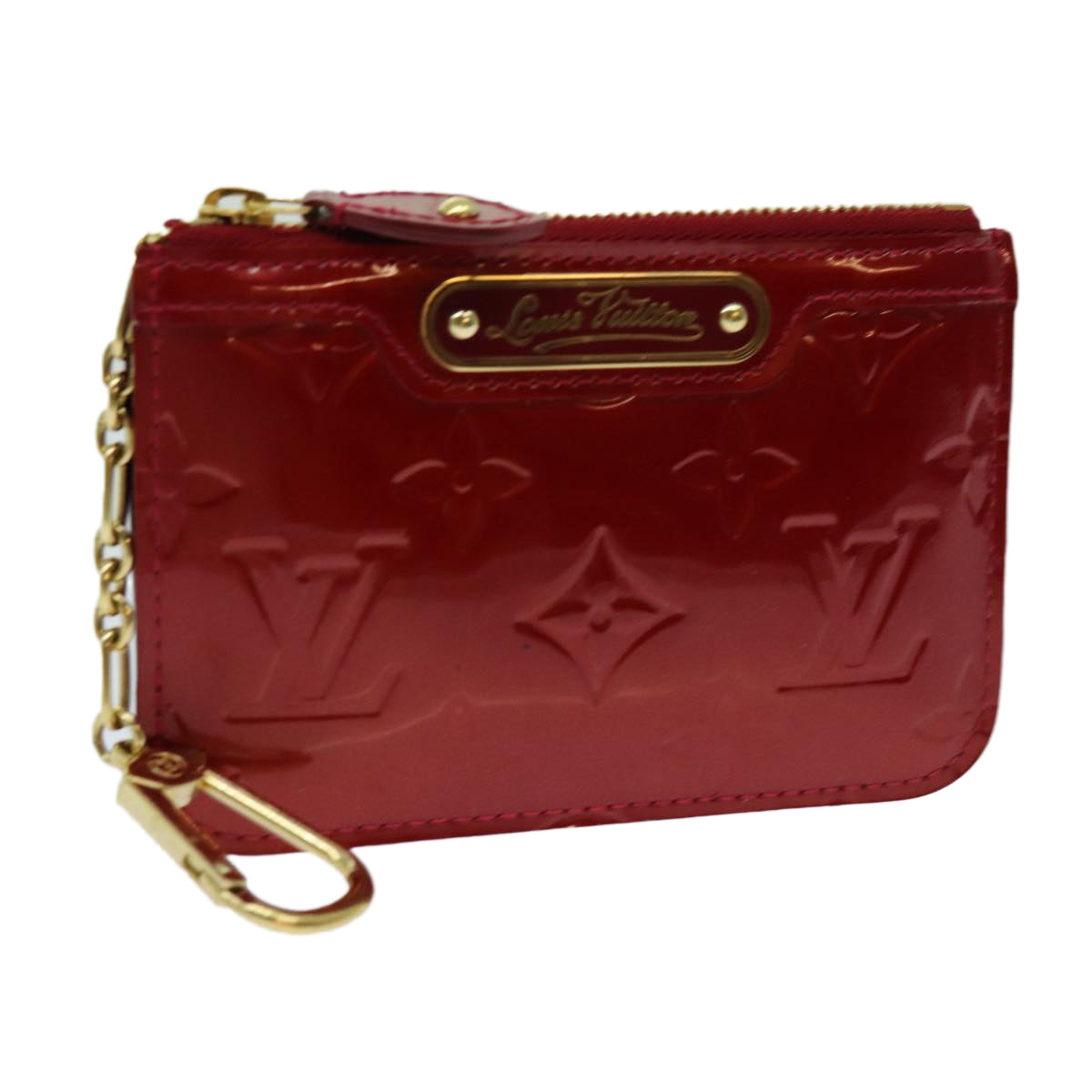 LOUIS VUITTON Vernis Pochette Cles NM Coin Purse Red M91669 LV bs13492