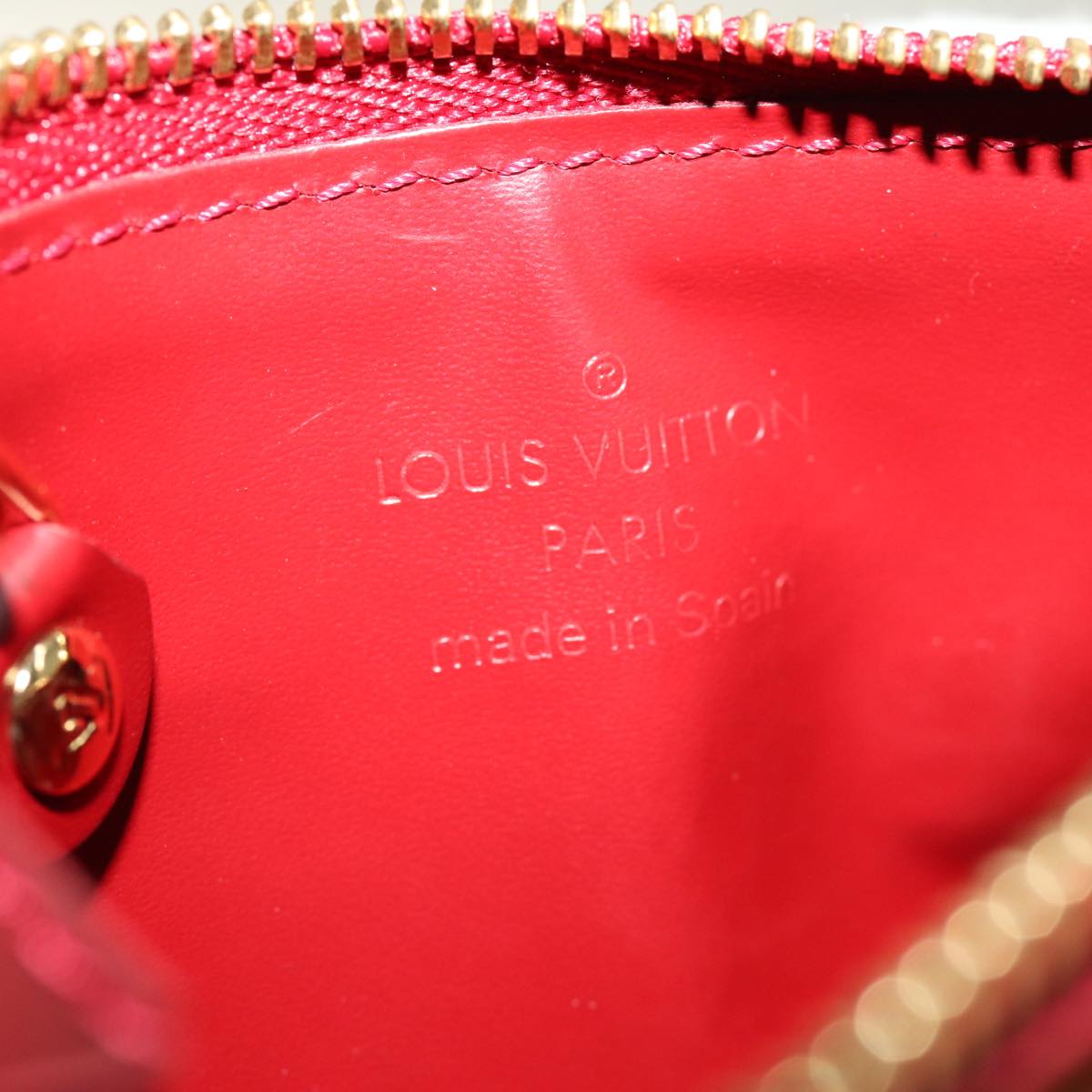 LOUIS VUITTON Vernis Pochette Cles NM Coin Purse Red M91669 LV bs13492