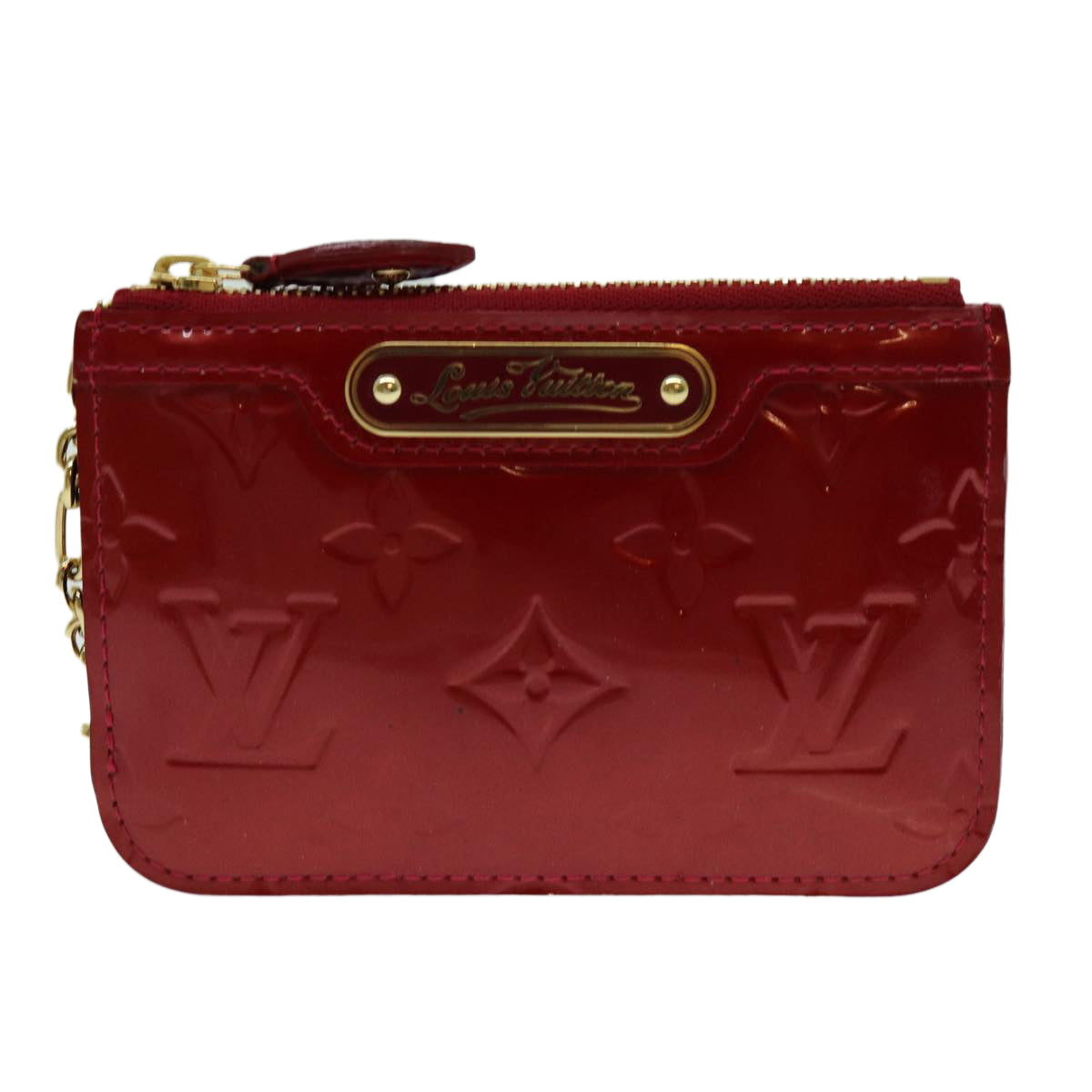 LOUIS VUITTON Vernis Pochette Cles NM Coin Purse Red M91669 LV bs13492