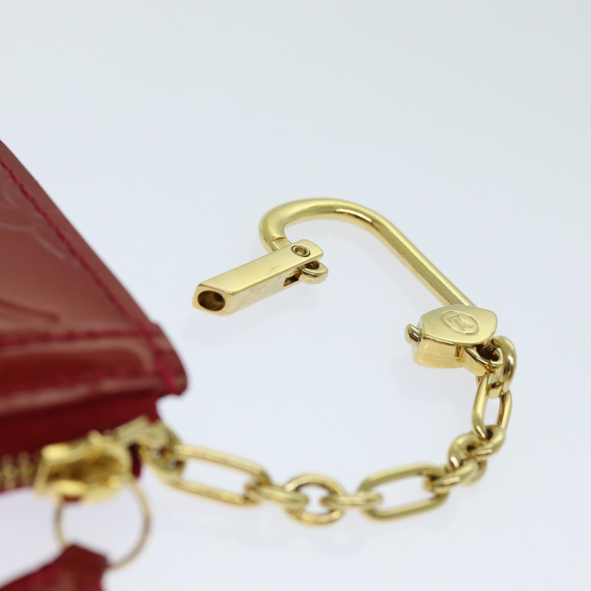 LOUIS VUITTON Vernis Pochette Cles NM Coin Purse Red M91669 LV bs13492