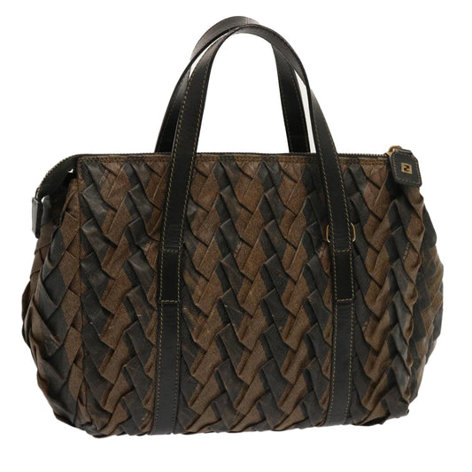 Luxury FendiPecan Canvas Hand Bag Brown Blackbs13516
