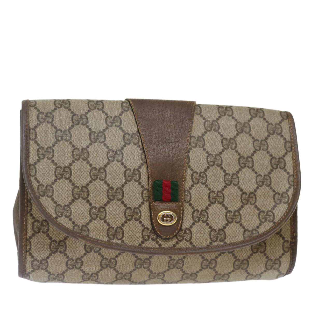 Luxury Gucci Trending 2025 GG Supreme Web Sherry Line Clutch Bag Beige Green 89 01 030  bs13591