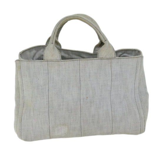 Luxury PradaBijoux Canapa MM Hand Bag Canvas 2way Gray bs14279