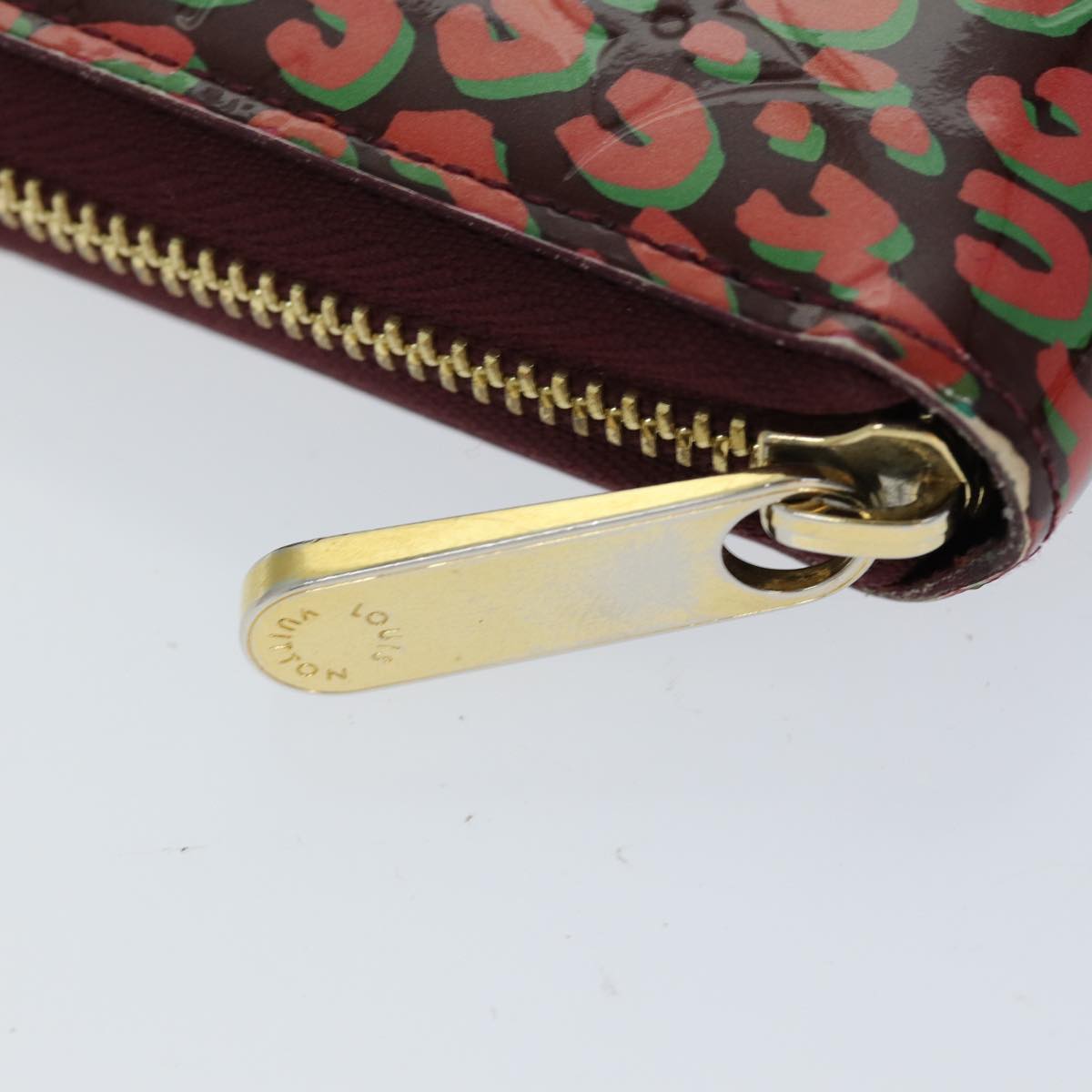 LOUIS VUITTON Vernis Leopard Zippy Wallet Long Wallet Pink M91477 bs14311