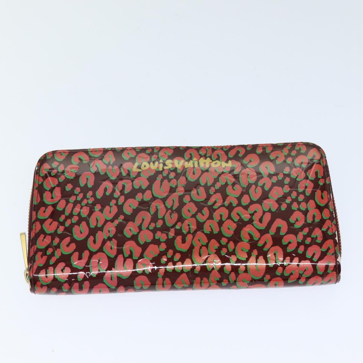 LOUIS VUITTON Vernis Leopard Zippy Wallet Long Wallet Pink M91477 bs14311