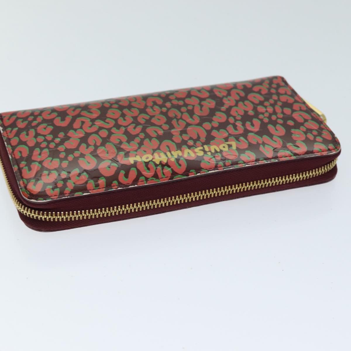 LOUIS VUITTON Vernis Leopard Zippy Wallet Long Wallet Pink M91477 bs14311