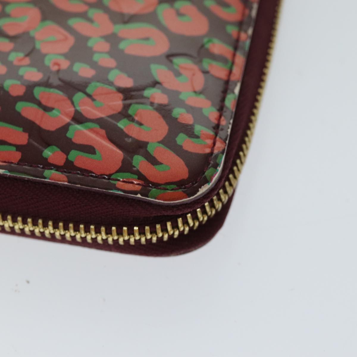 LOUIS VUITTON Vernis Leopard Zippy Wallet Long Wallet Pink M91477 bs14311
