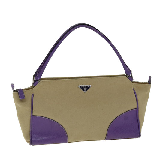 Luxury PradaHand Bag Canvas Purple Beige bs14396
