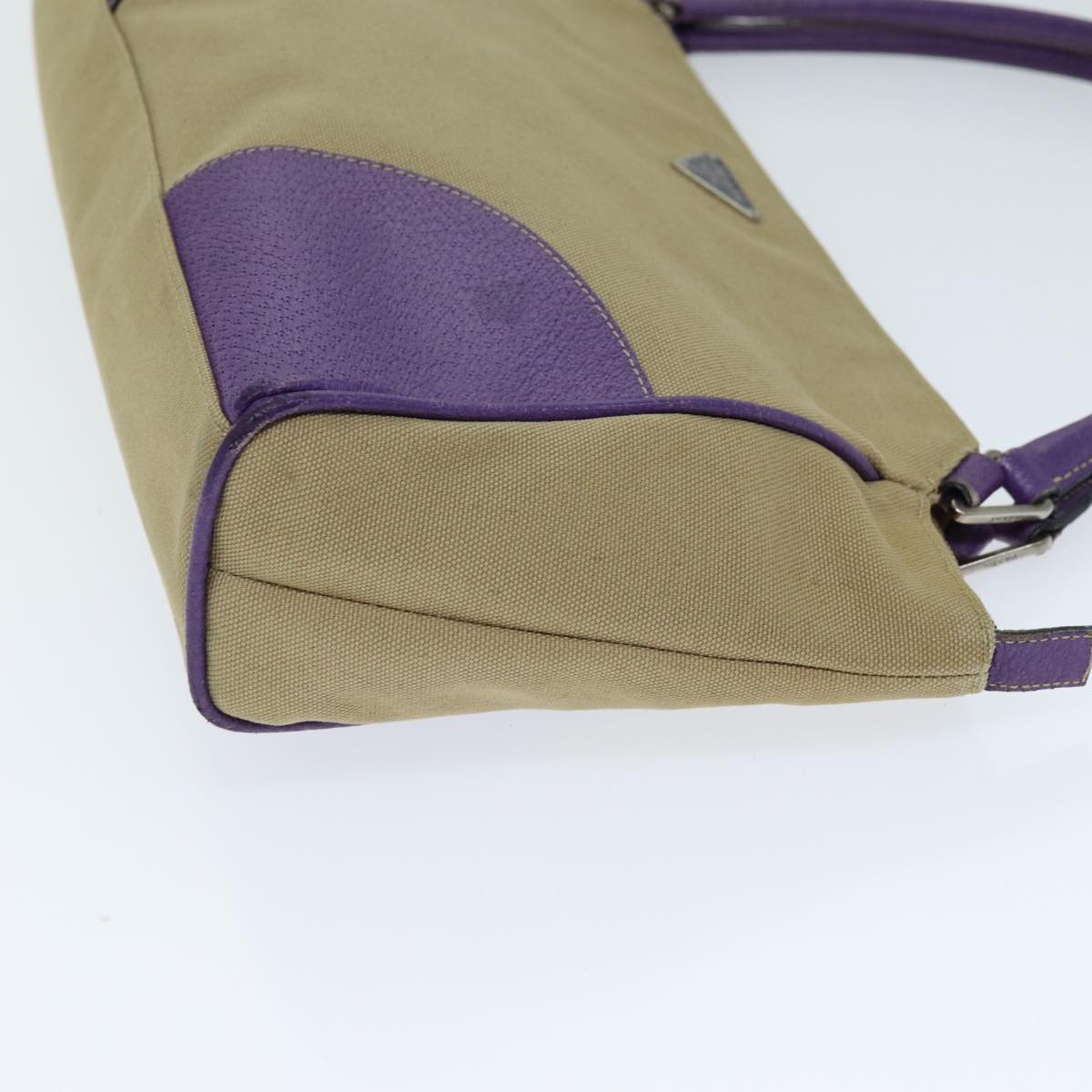 Luxury PradaHand Bag Canvas Purple Beige bs14396