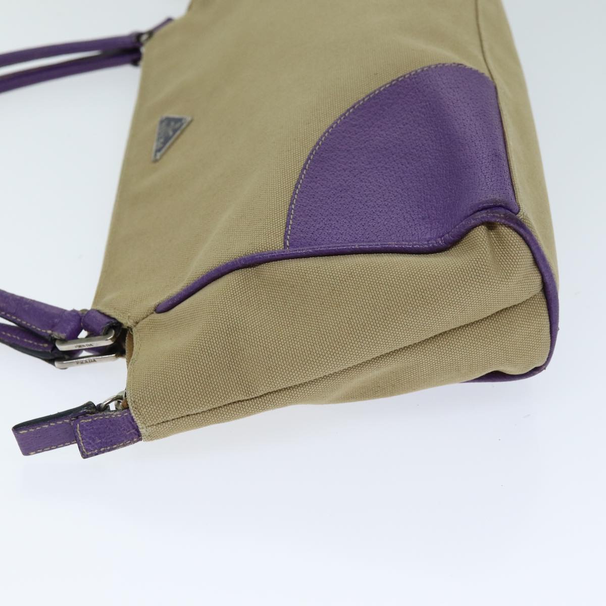 Luxury PradaHand Bag Canvas Purple Beige bs14396