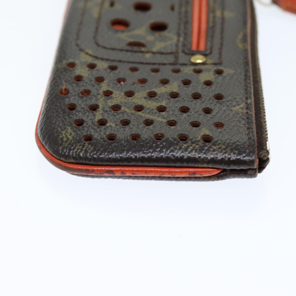 LOUIS VUITTON Monogram Perfo Pochette Cles Coin Purse Orange M95222 bs14414