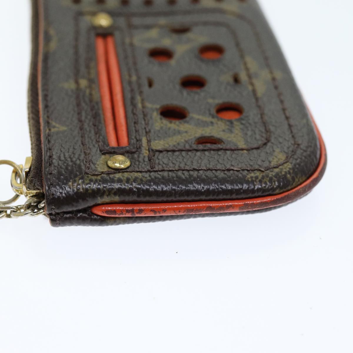LOUIS VUITTON Monogram Perfo Pochette Cles Coin Purse Orange M95222 bs14414