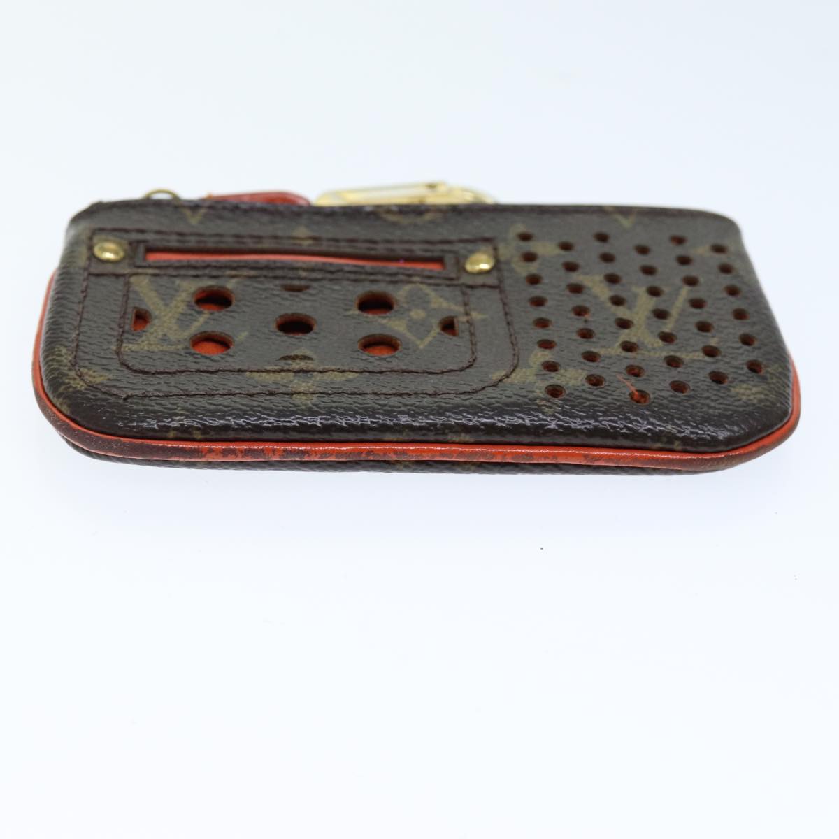 LOUIS VUITTON Monogram Perfo Pochette Cles Coin Purse Orange M95222 bs14414