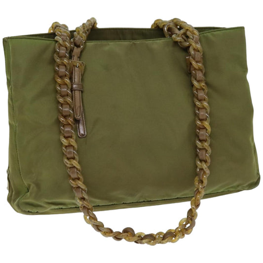 Luxury PradaChain Shoulder Bag Nylon Khaki bs14447