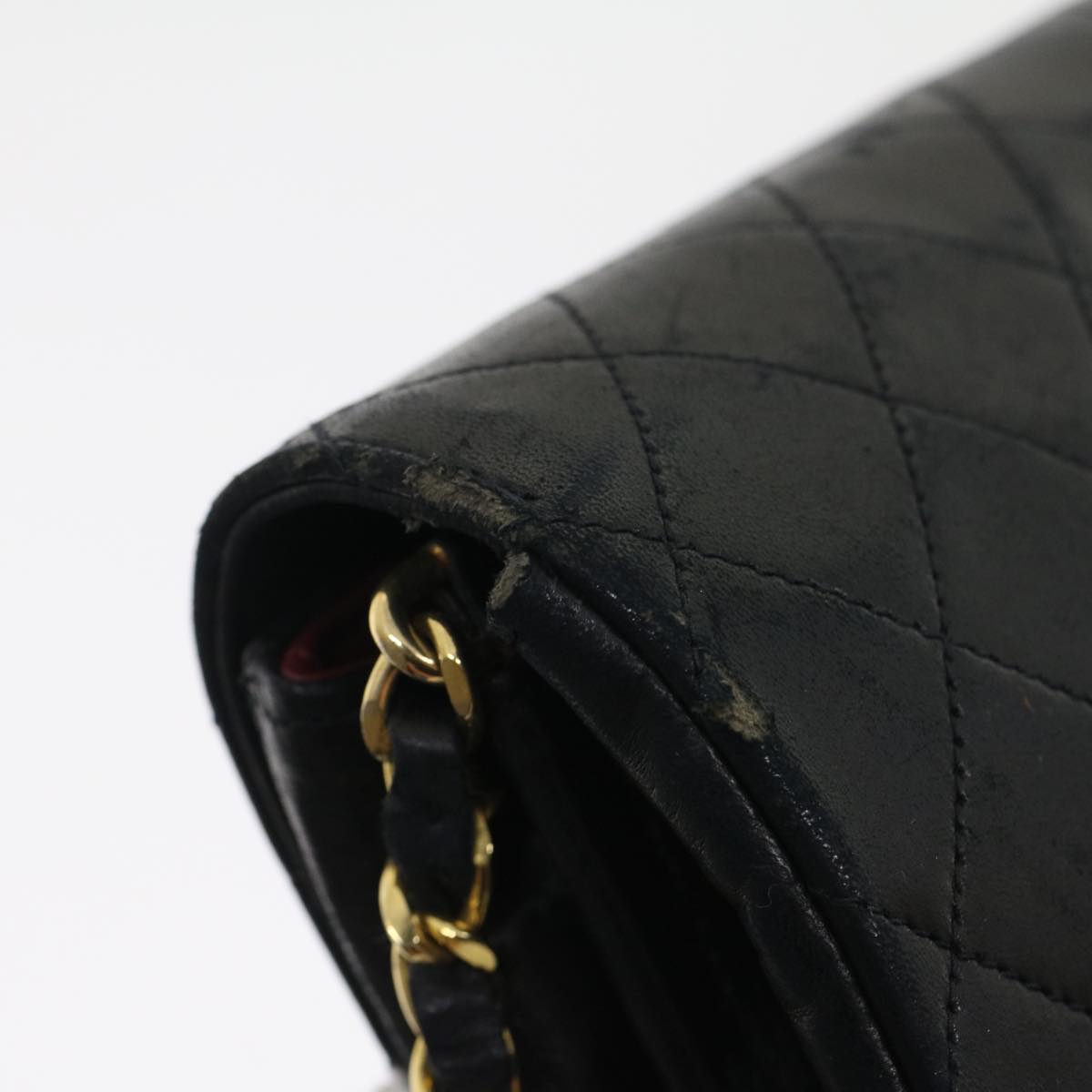 CHANEL Matelasse Chain Flap Shoulder Bag Lamb Skin Black CC  bs1447A