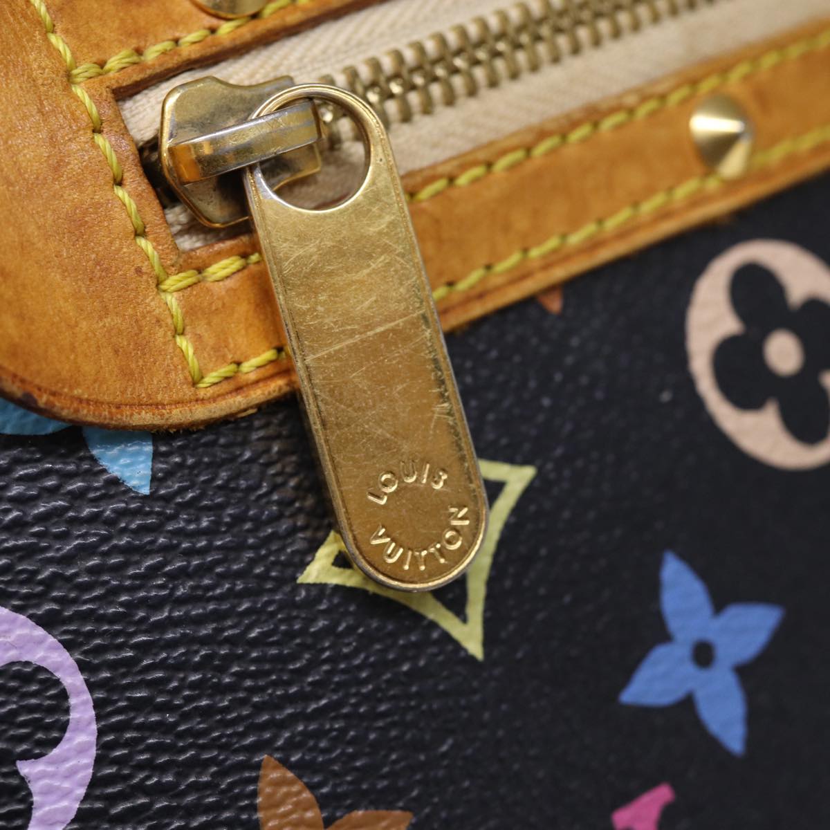 LOUIS VUITTON Monogram Multicolor Alma Hand Bag Black M92646 LV bs14820