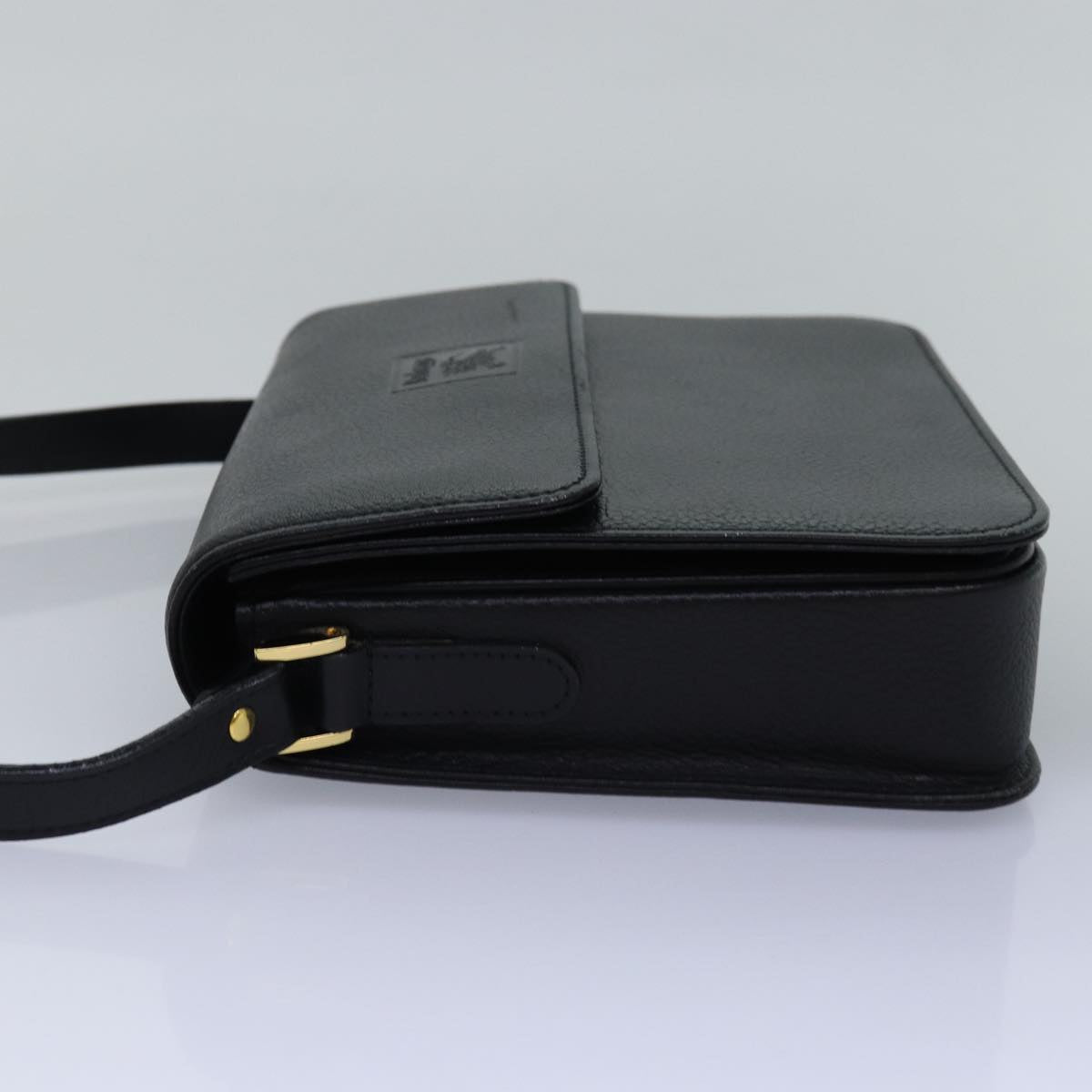 Luxury BurberrySs Shoulder Bag Leather Black Auth bs15151