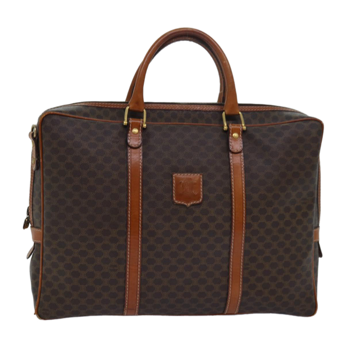 Luxury CELINE Macadam Canvas Business Bag PVC Leather Brown  15632