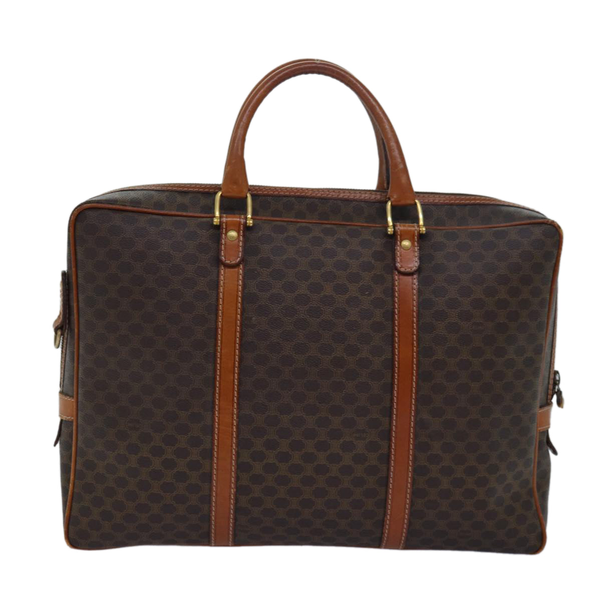 Luxury CELINE Macadam Canvas Business Bag PVC Leather Brown  15632