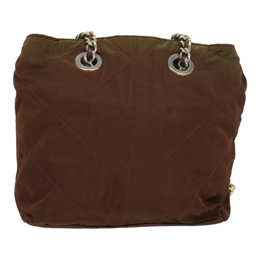 Luxury Prada Quilted Chain Shoulder Bag Nylon Brown  bs16277