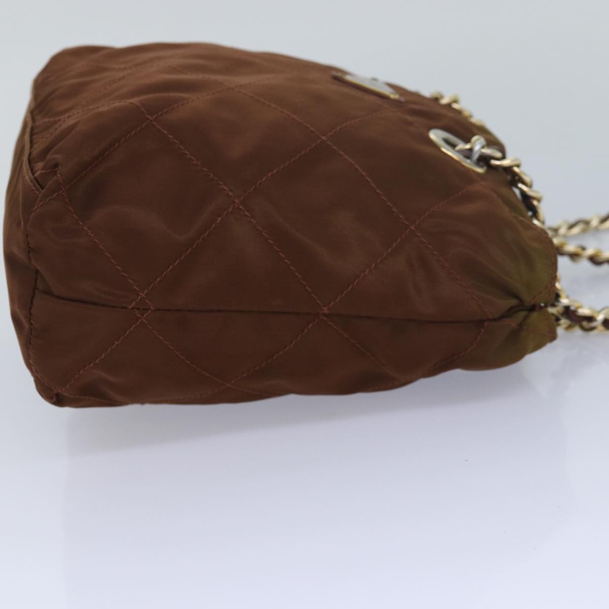 Luxury Prada Quilted Chain Shoulder Bag Nylon Brown  bs16277