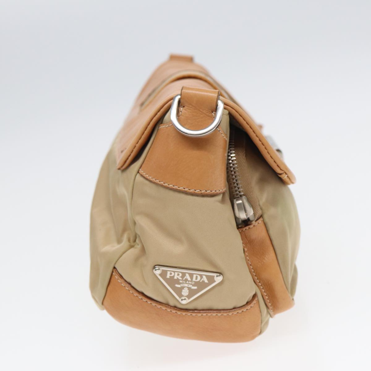 Luxury Prada Shoulder Bag Nylon Leather Beige  bs16409