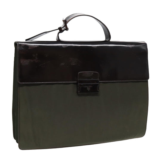 Luxury Prada Business Bag Nylon Khaki Silver  bs16524